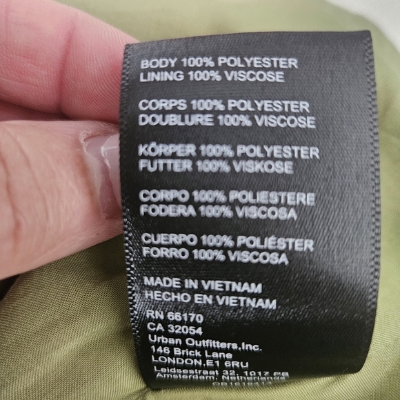 Urban Outfitters Mallory Asymmetrical Metallic Lime Green Slip Dress Size Medium - Picture 11 of 11